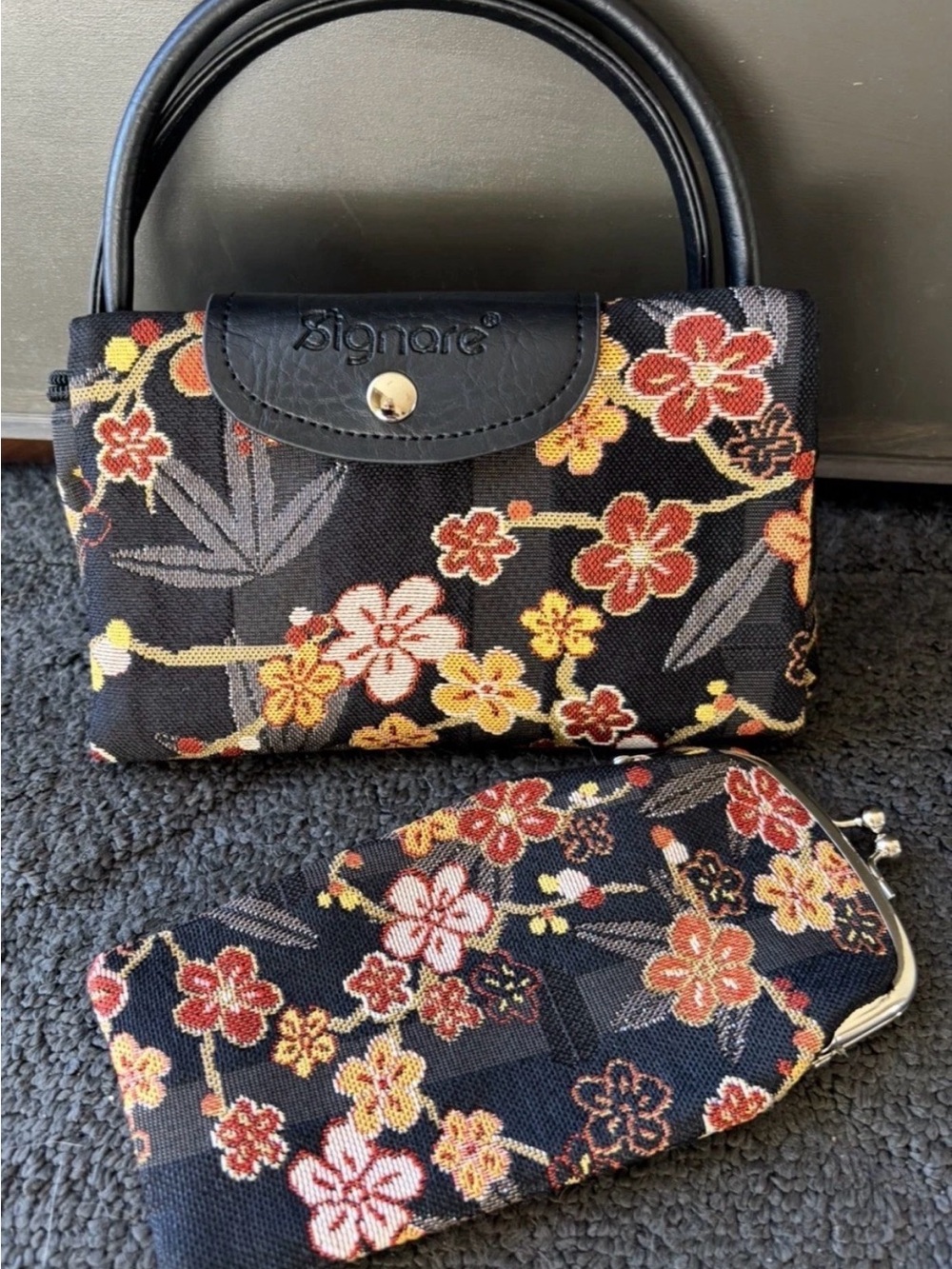 Signare Ume Sakura Foldaway Bag Featuring a Cherry Blossom Pattern